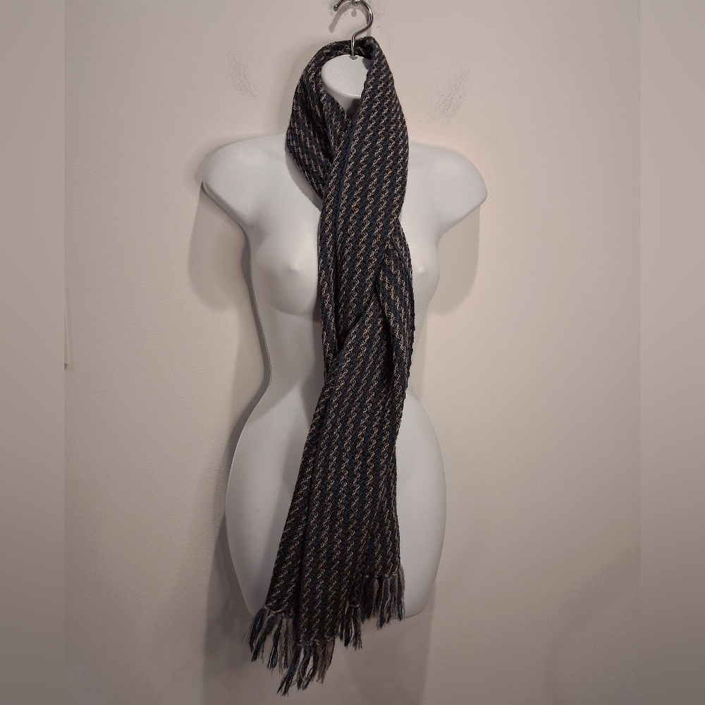 Unbranded Unisex Navy/White Wool Scarf